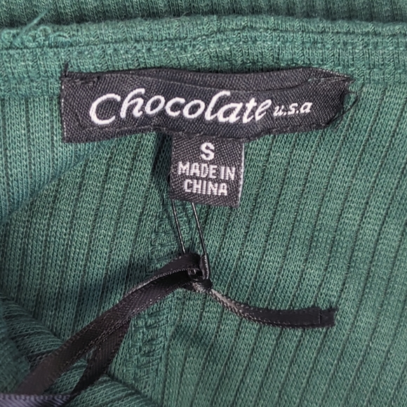 ✨SOLD✨Chocolate USA Women's Green Waist Lace Knit Long Sleeve Top Size Small - Picture 9 of 15